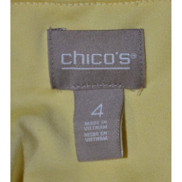 Chico's 4 US XXL 1X Butter Yellow Eyelet Blouse Top 3/4 Ruffle Sleeve Scoop Neck - Picture 10 of 12